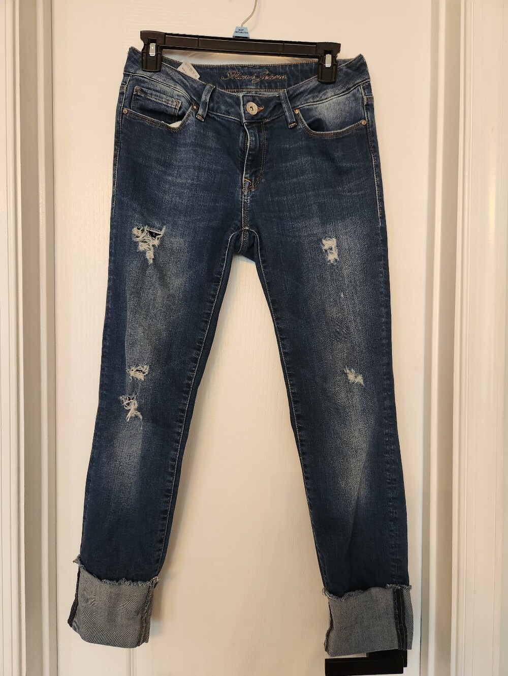 Mavi Midrise Distressed Cuffed Blue Denim Jeans Sz 27